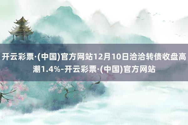 开云彩票·(中国)官方网站12月10日洽洽转债收盘高潮1.4%-开云彩票·(中国)官方网站