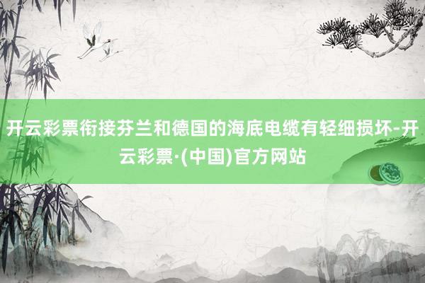 开云彩票衔接芬兰和德国的海底电缆有轻细损坏-开云彩票·(中国)官方网站